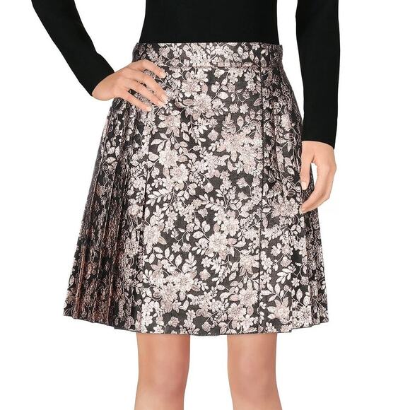 NWT Dolce & Gabbana Metallic Gold Black Pleated Jacquard Mini Skirt IT 38 US XS - Picture 1 of 11